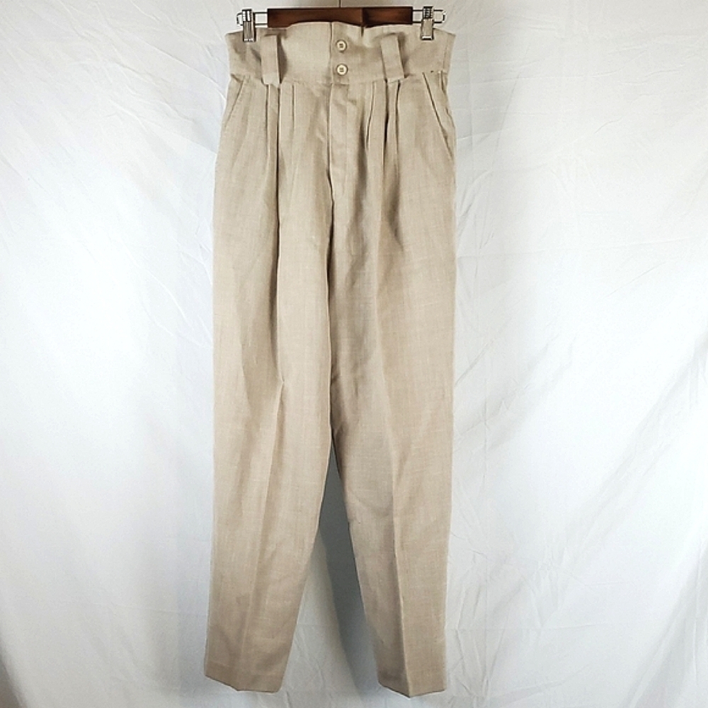Vintage Christy‎ Girl Tan Linen Trousers
